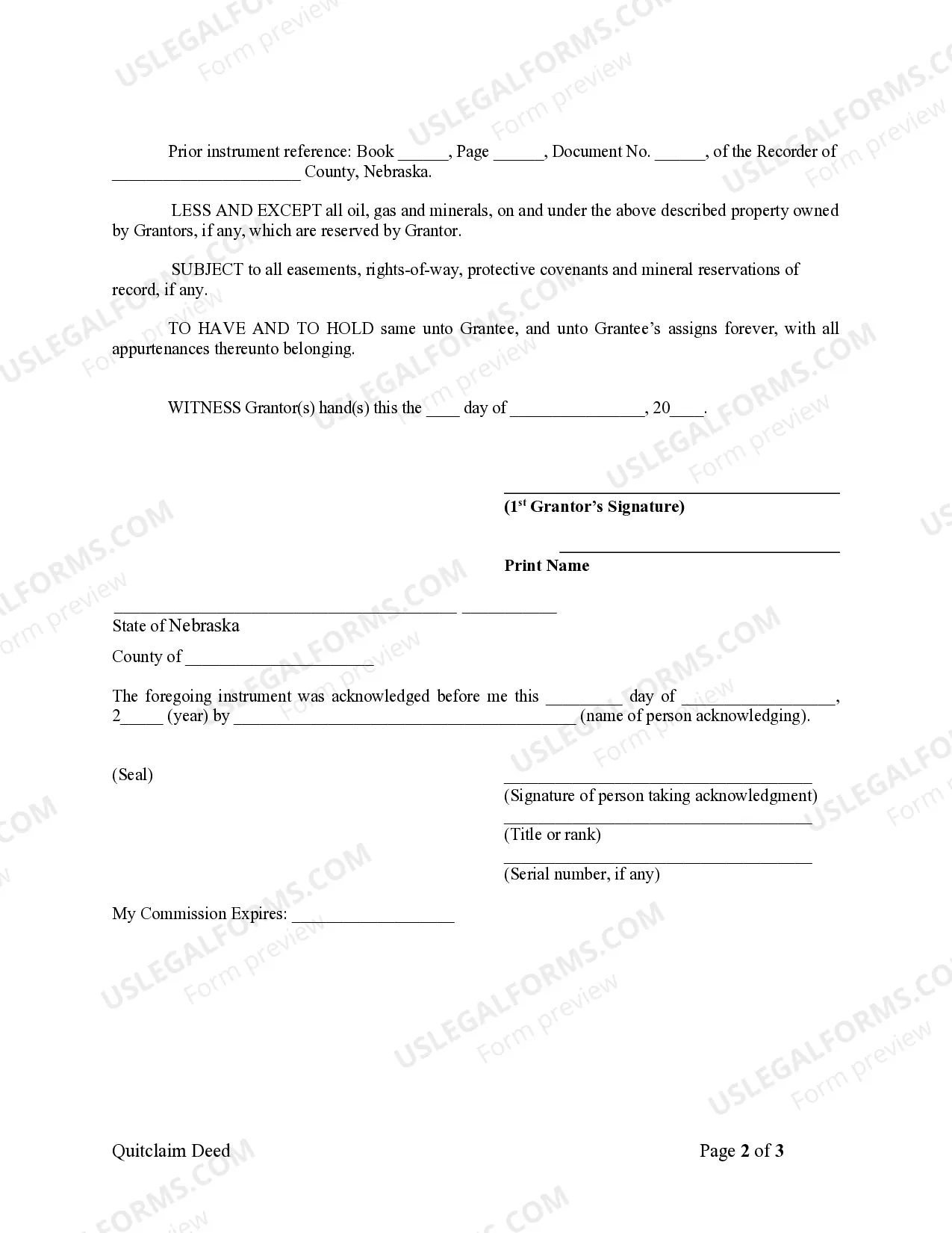 Preview Quitclaim Deed from Individual to Corporation