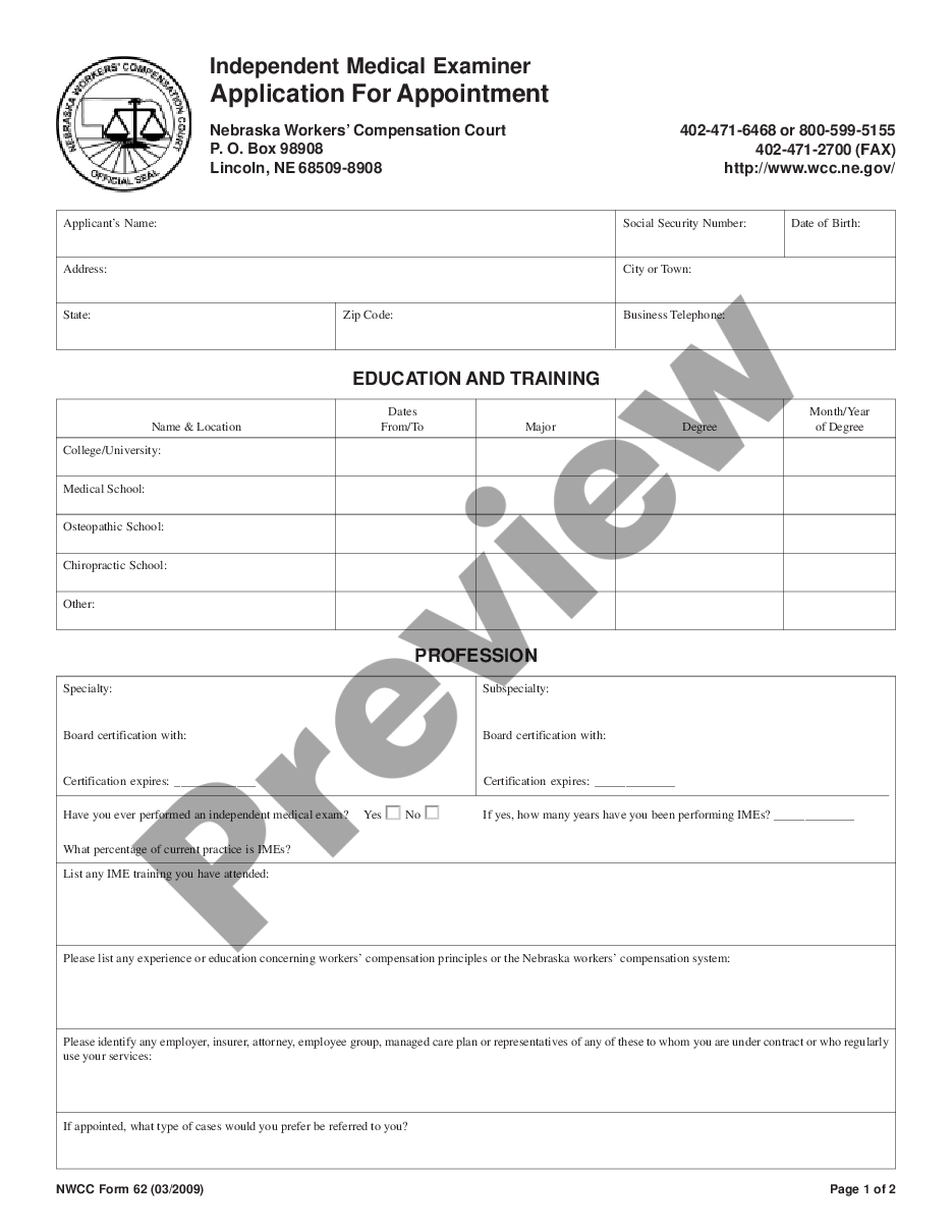 page 0 Independent Medical Examiner Application for Appointment preview