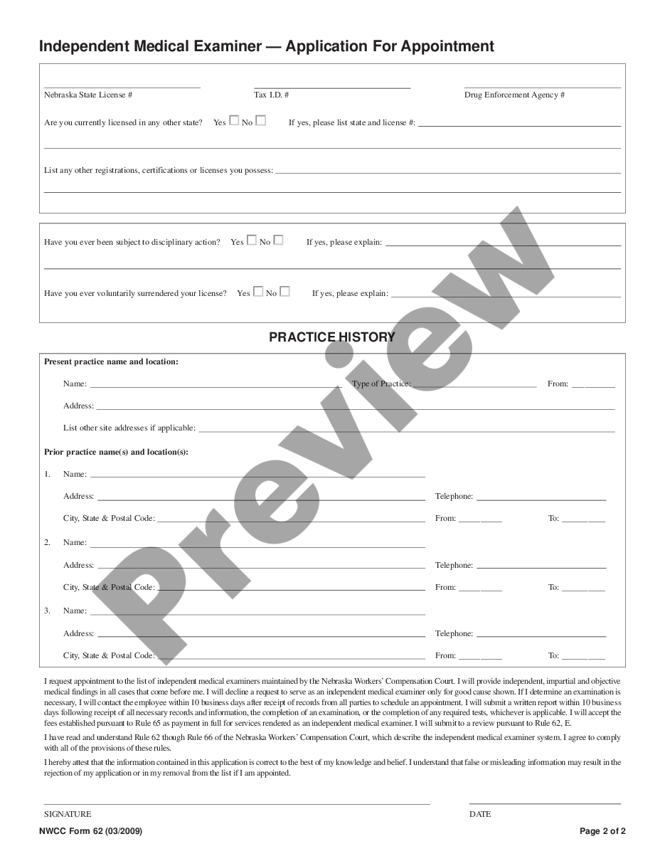 page 1 Independent Medical Examiner Application for Appointment preview