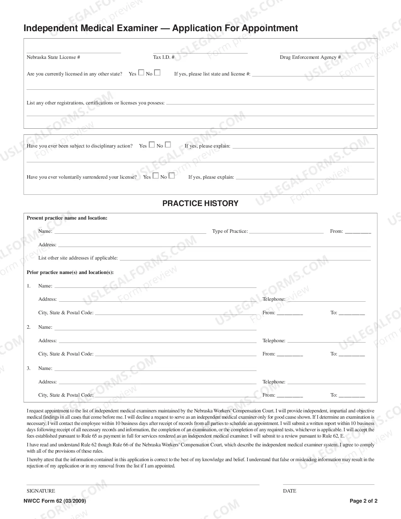 Preview Independent Medical Examiner Application for Appointment