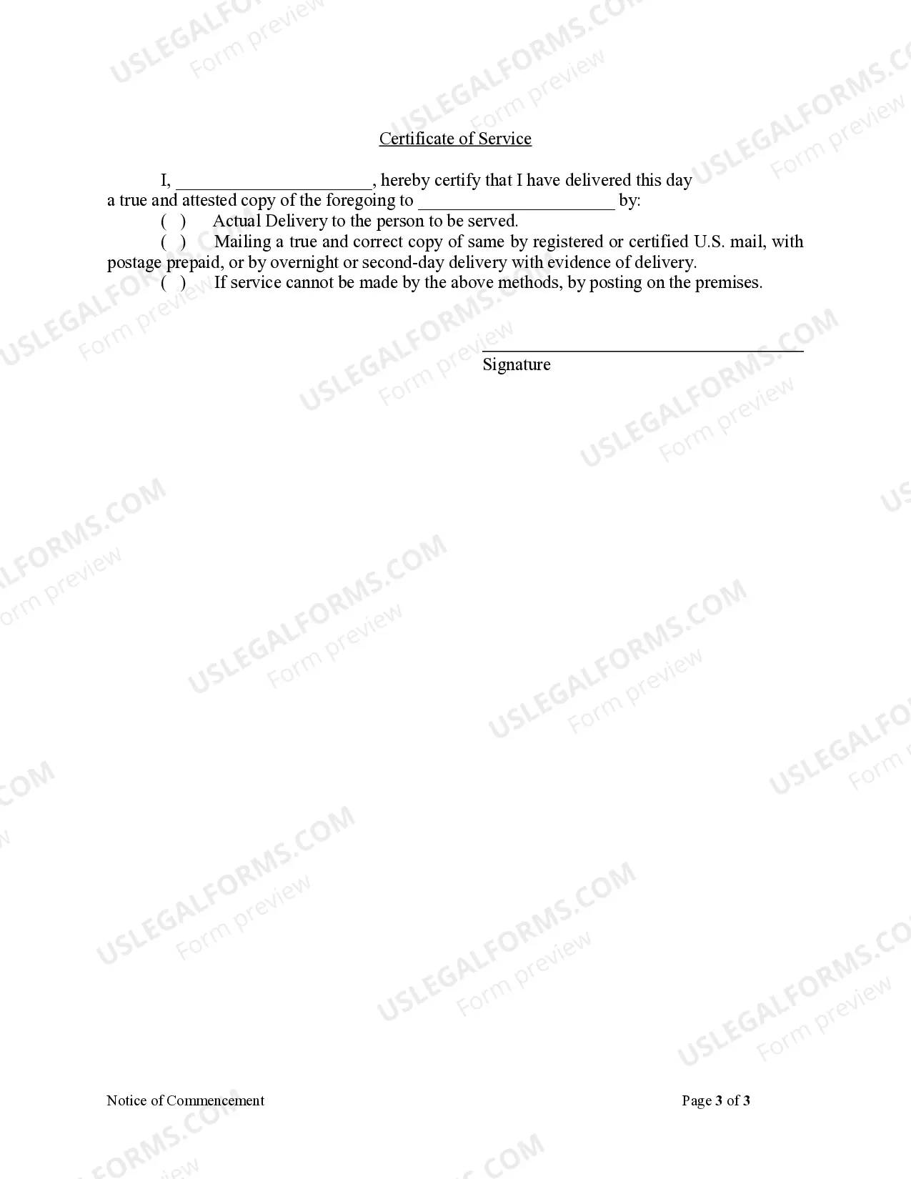 Preview Notice of Commencement - Corporation