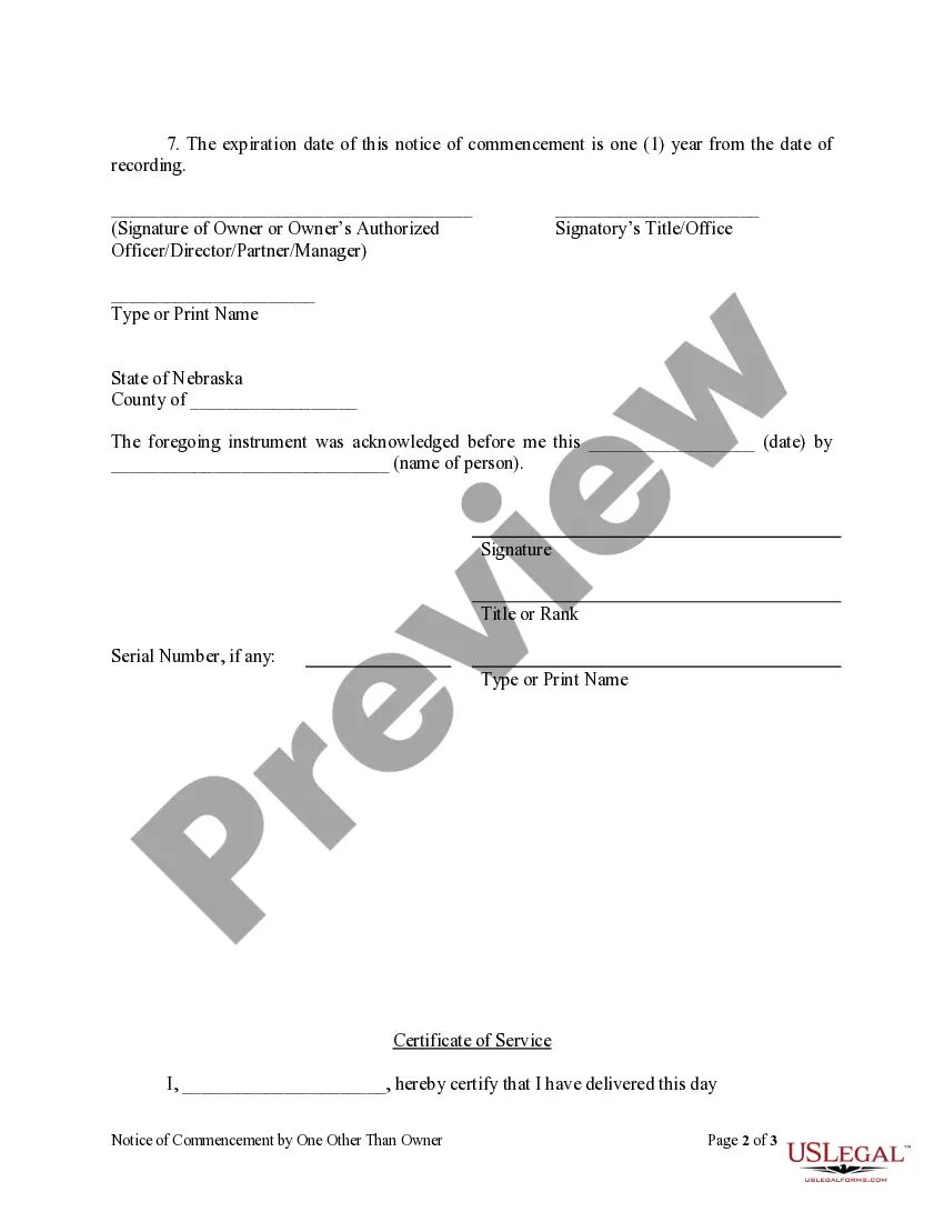 Preview Notice of Commencement by One Other Than Owner - Individual