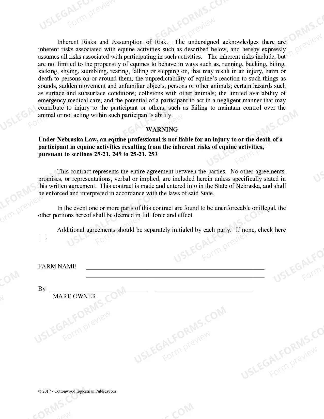 Preview Stallion Service Contract - Horse Equine Forms