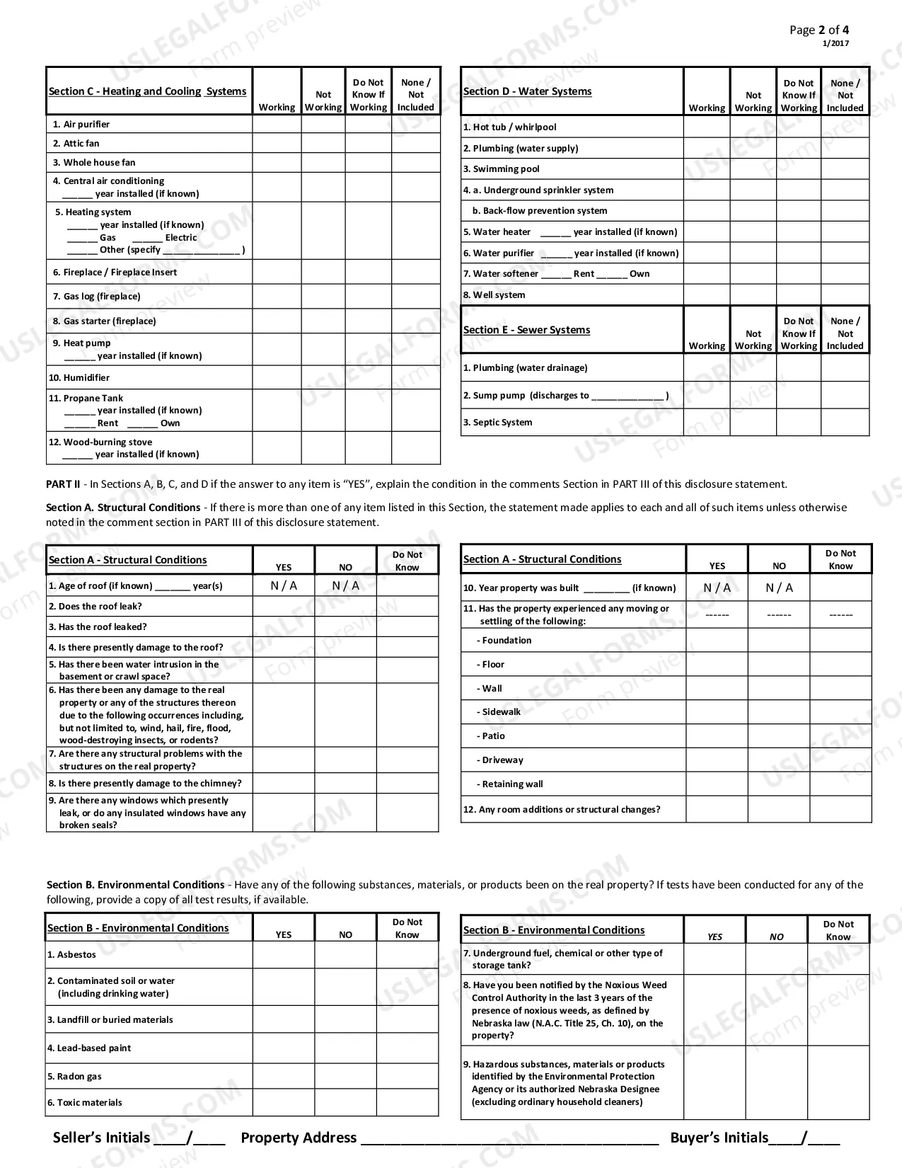 Preview Residential Real Estate Sales Disclosure Statement