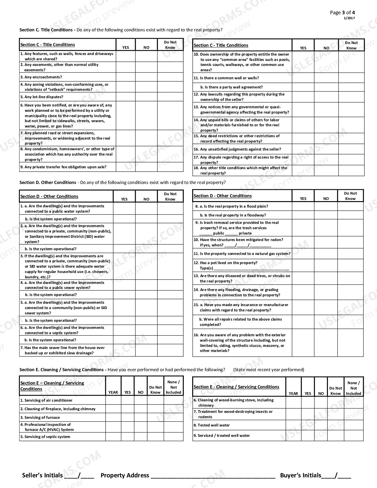 Preview Residential Real Estate Sales Disclosure Statement