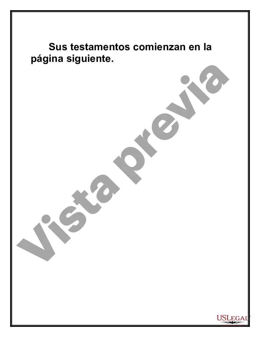 Preview Testamentos mutuos que contienen última voluntad y testamentos para personas solteras que viven juntas sin hijos