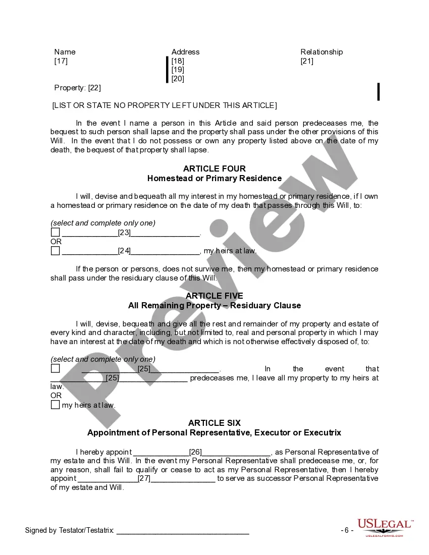 Preview Mutual Wills containing Last Will and Testaments for Man and Woman living together not Married with No Children