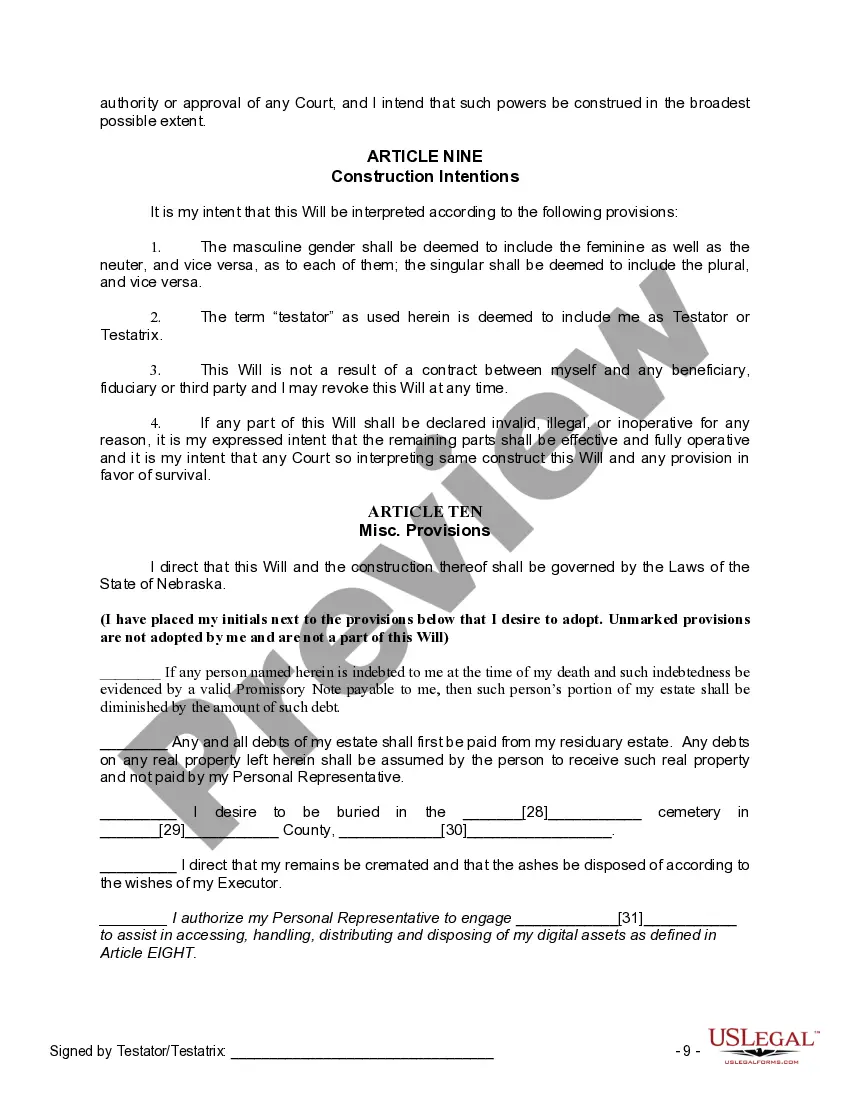 Preview Mutual Wills containing Last Will and Testaments for Man and Woman living together not Married with No Children