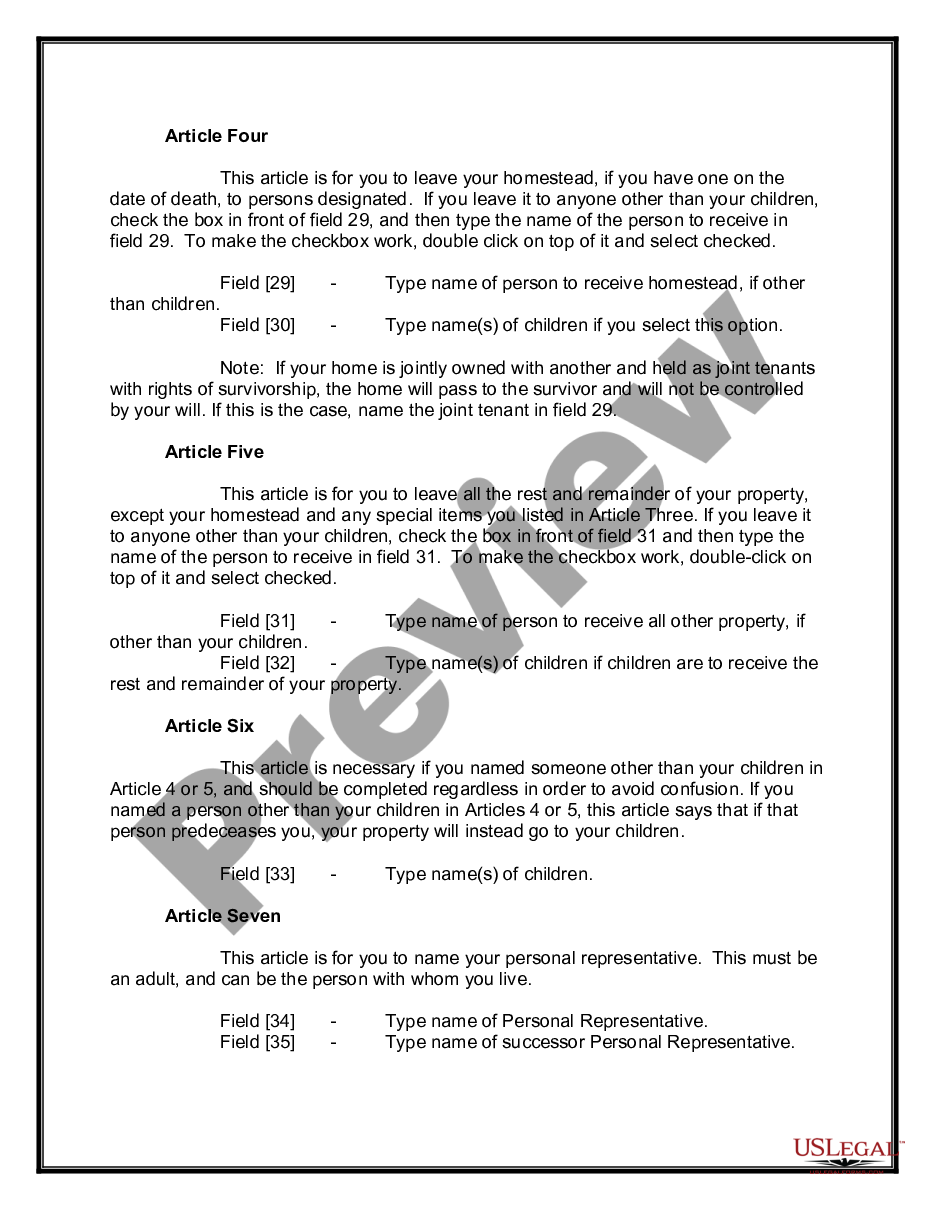 page 1 Mutual Wills Package of Last Wills and Testaments for Unmarried Persons living together with Adult Children preview