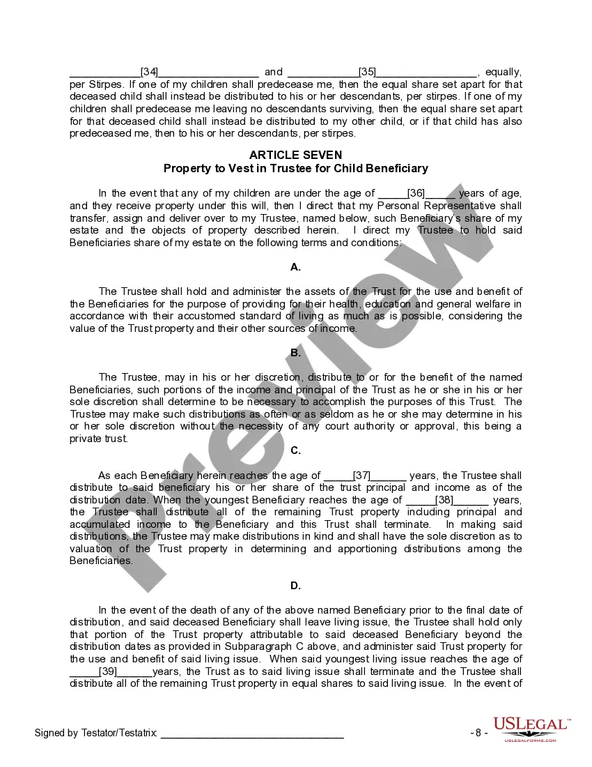 Get Mutual Wills or Last Will and Testaments for Man and Woman living together, not Married with Minor Children Preview Mutual Wills or Last Will and Testaments for Man and Woman living together, not Married with Minor Children