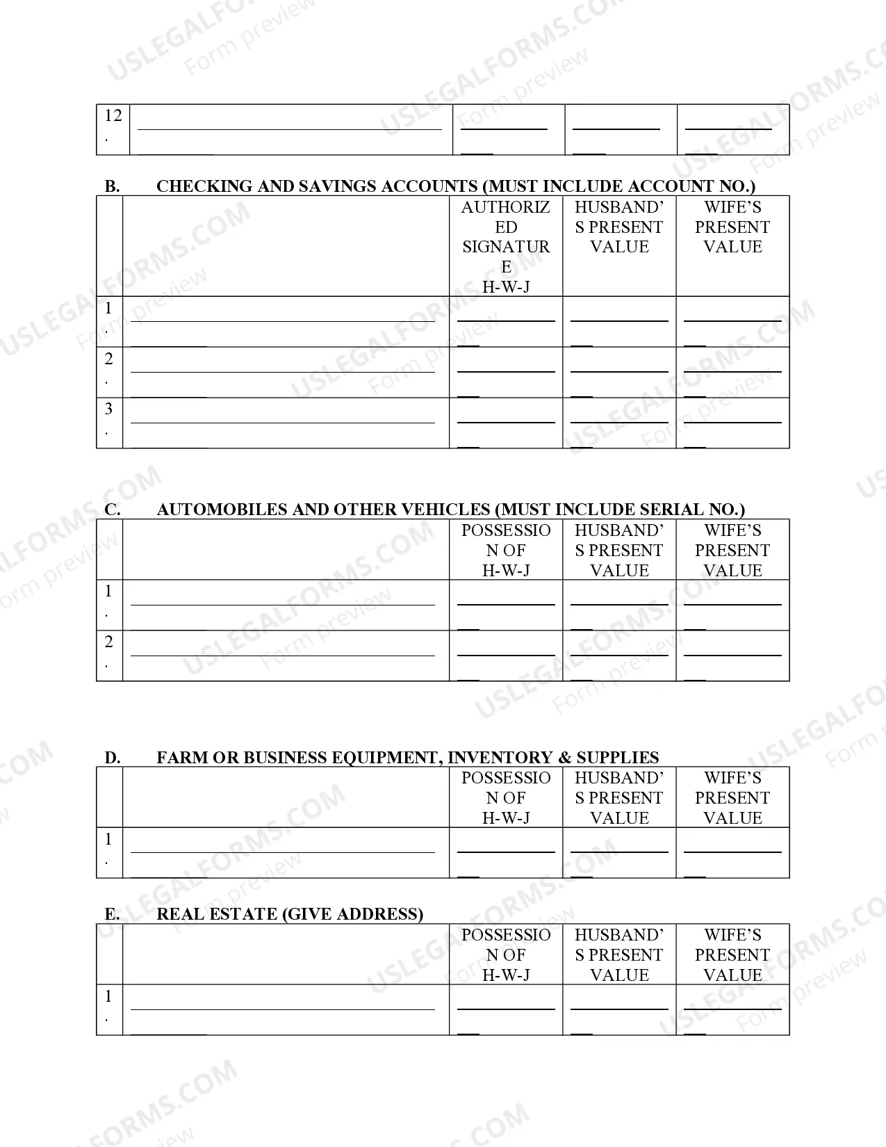 Preview Property Statement - Adult Children