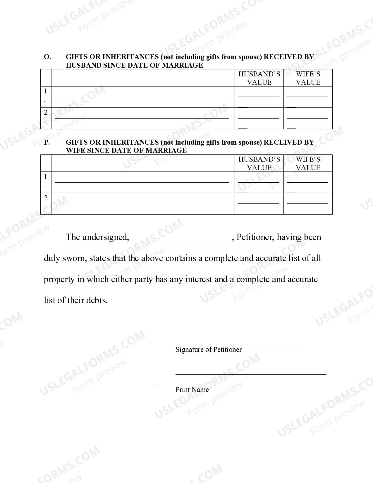 Preview Property Statement - Adult Children