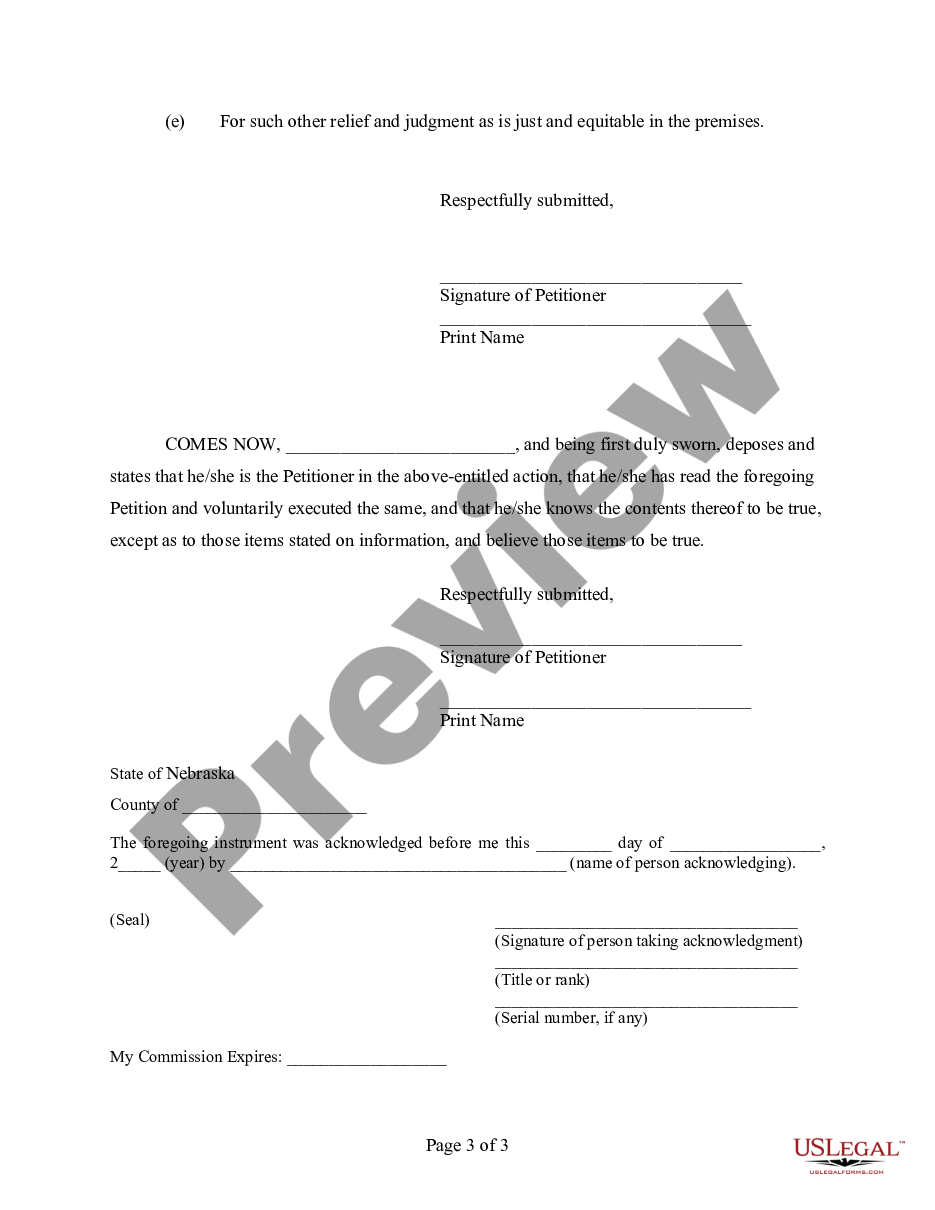 page 2 Petition for Dissolution of Marriage - No Children - Nebraska preview