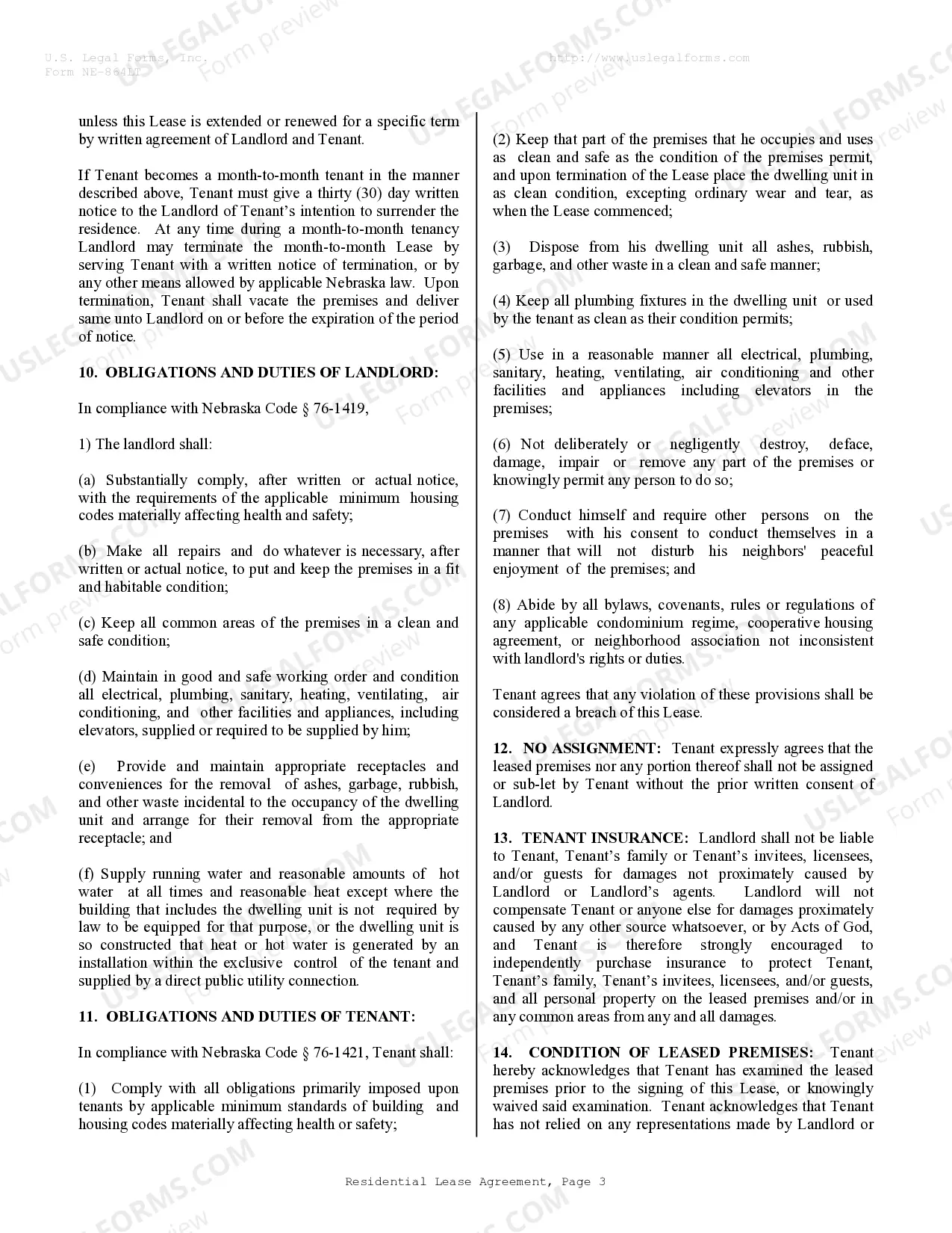 Preview Residential Rental Lease Agreement