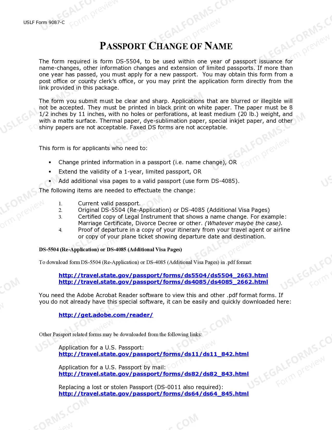 Preview Name Change Notification Package for Brides, Court Ordered Name Change, Divorced, Marriage