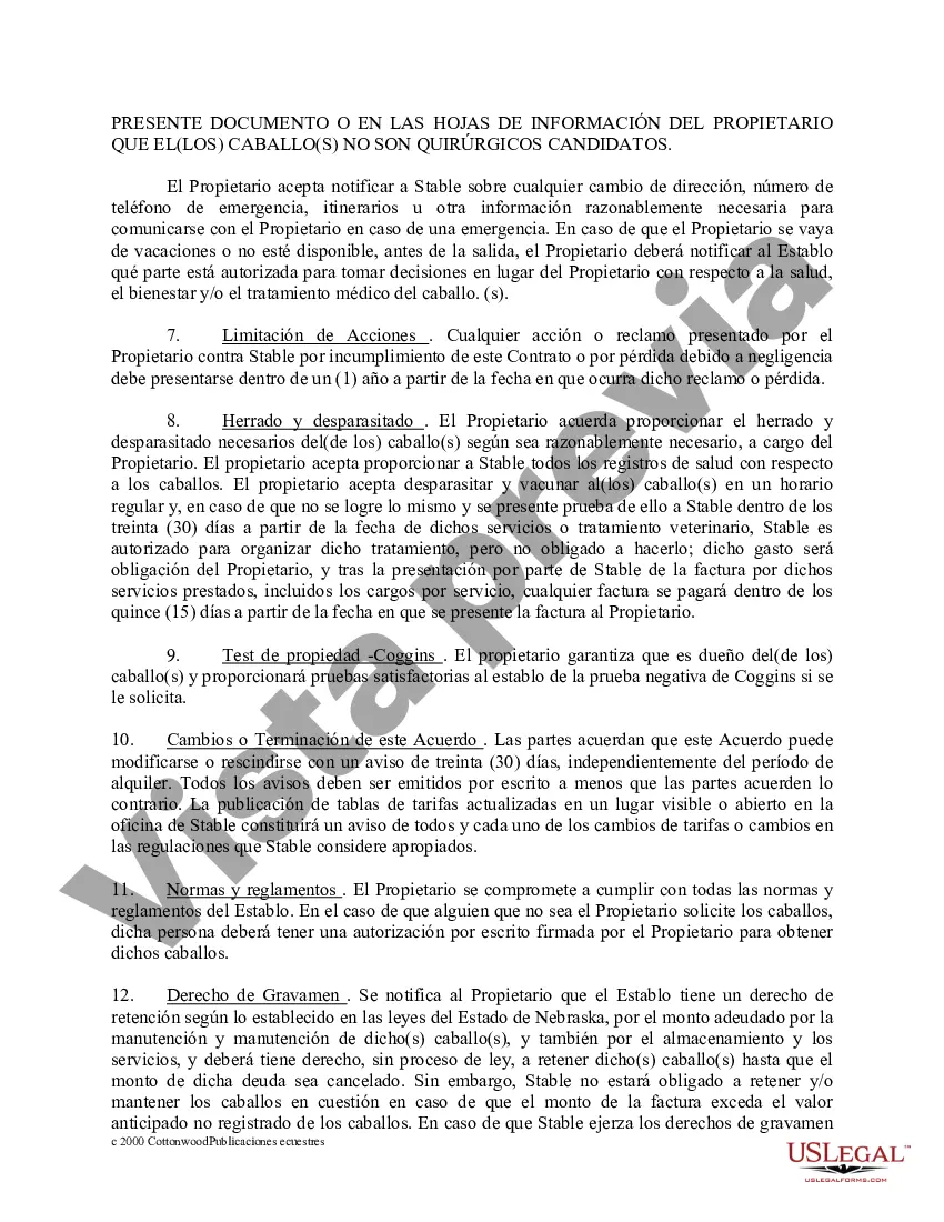 Preview Paquete de formularios equinos de caballos de Nebraska