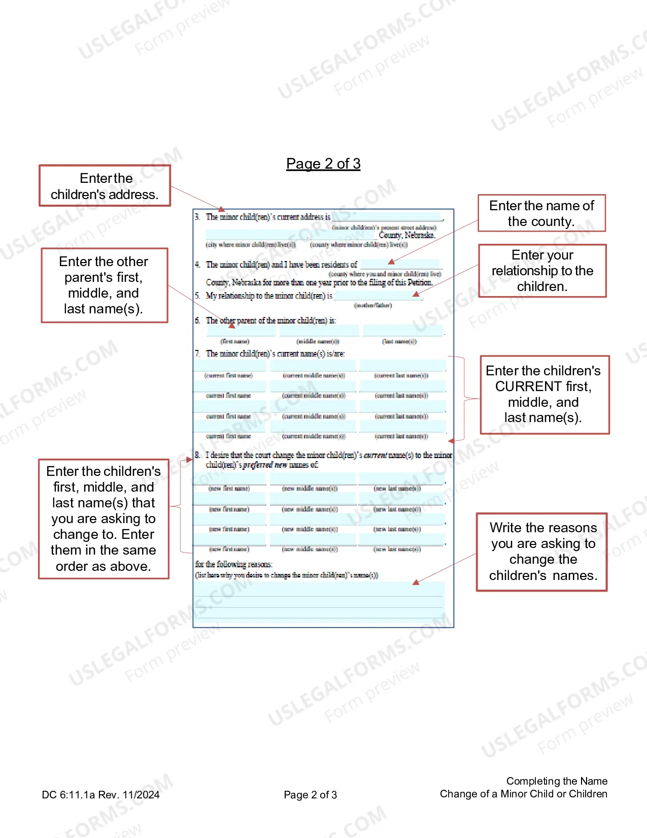 Preview Instructions on Completing the Petition for Name Change of a Minor Child or Children