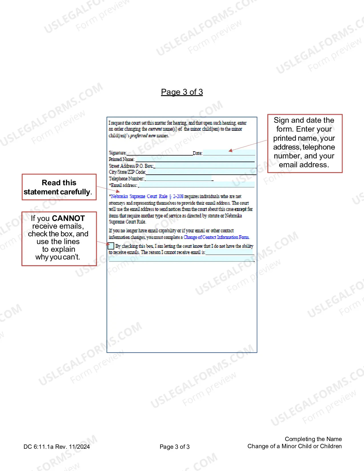 Preview Instructions on Completing the Petition for Name Change of a Minor Child or Children