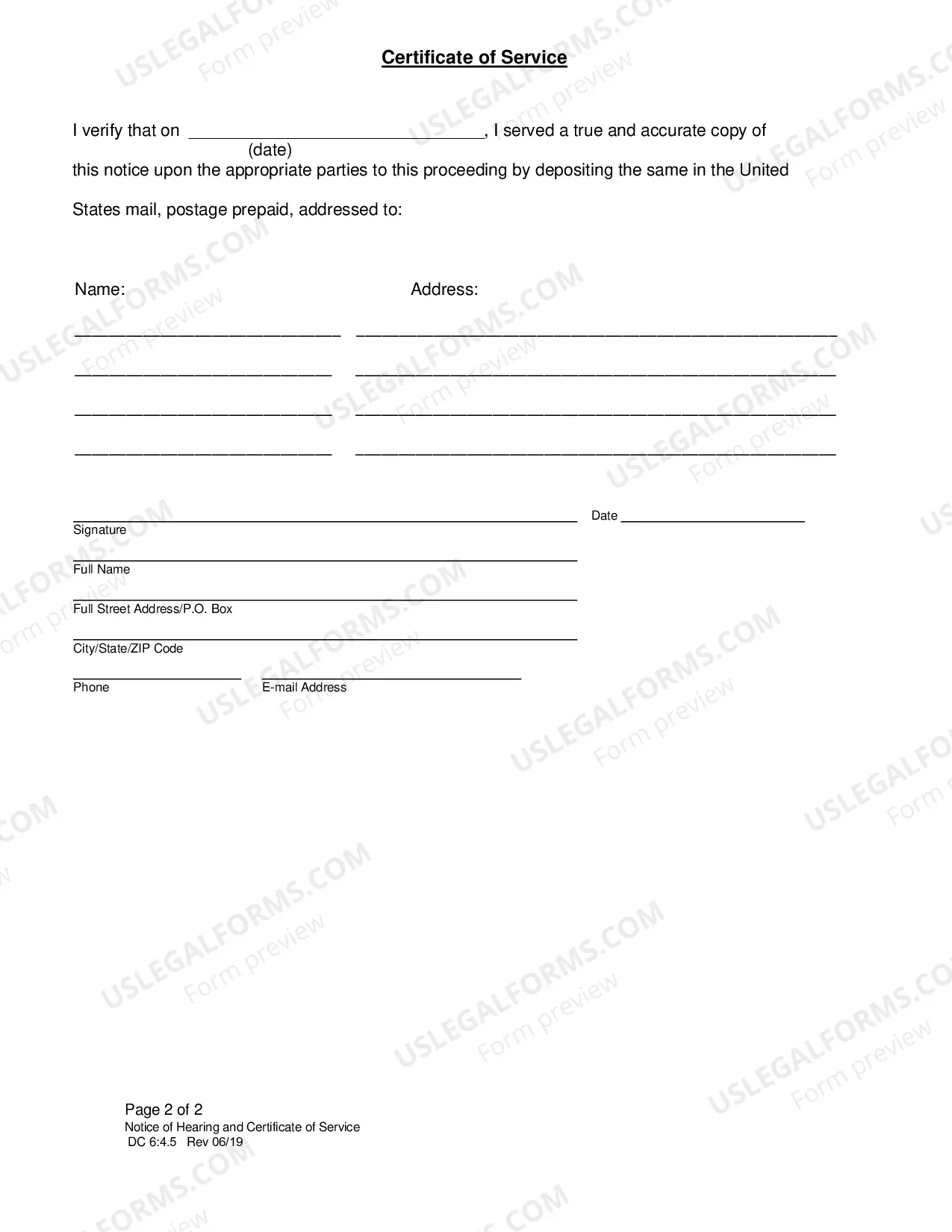 Preview Notice of Hearing - With or Without Children
