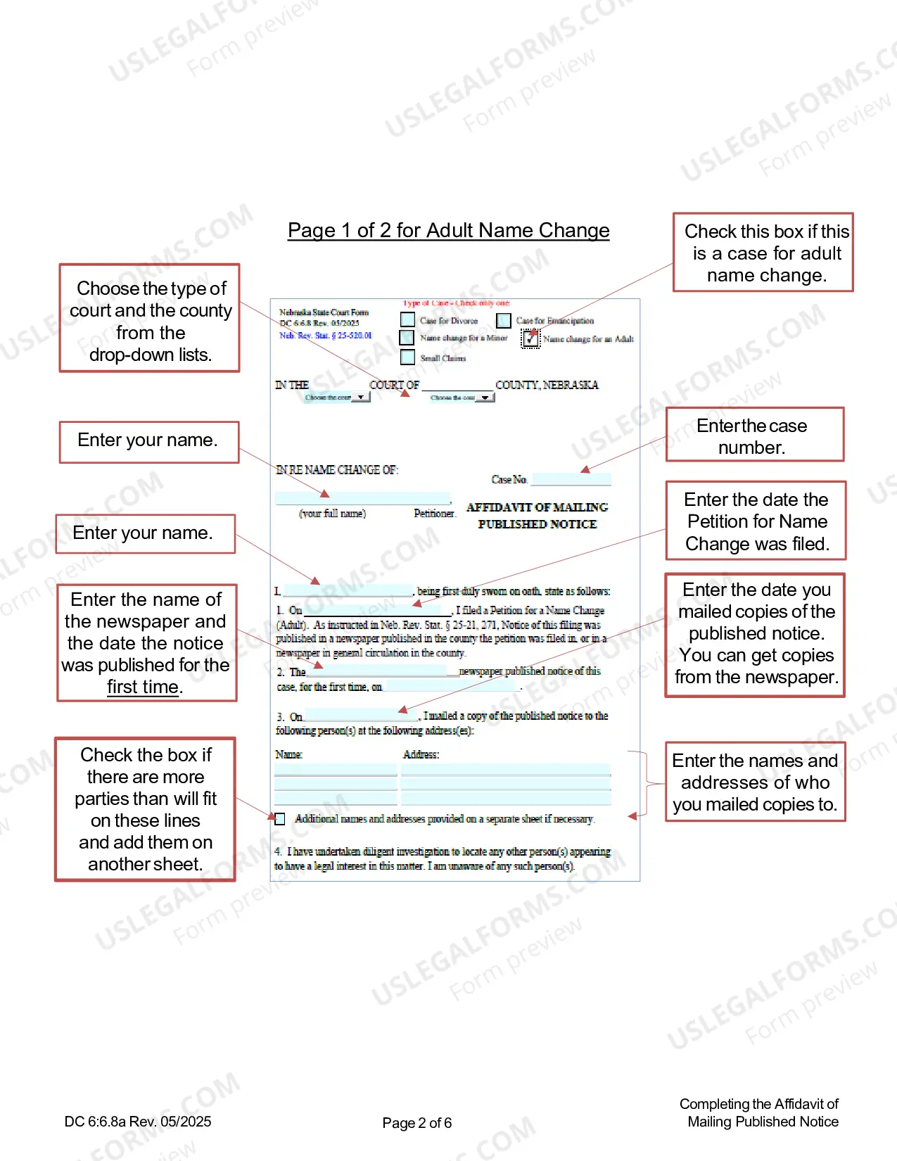Preview Instructions on Completing the Affidavit of Mailing Published Notice