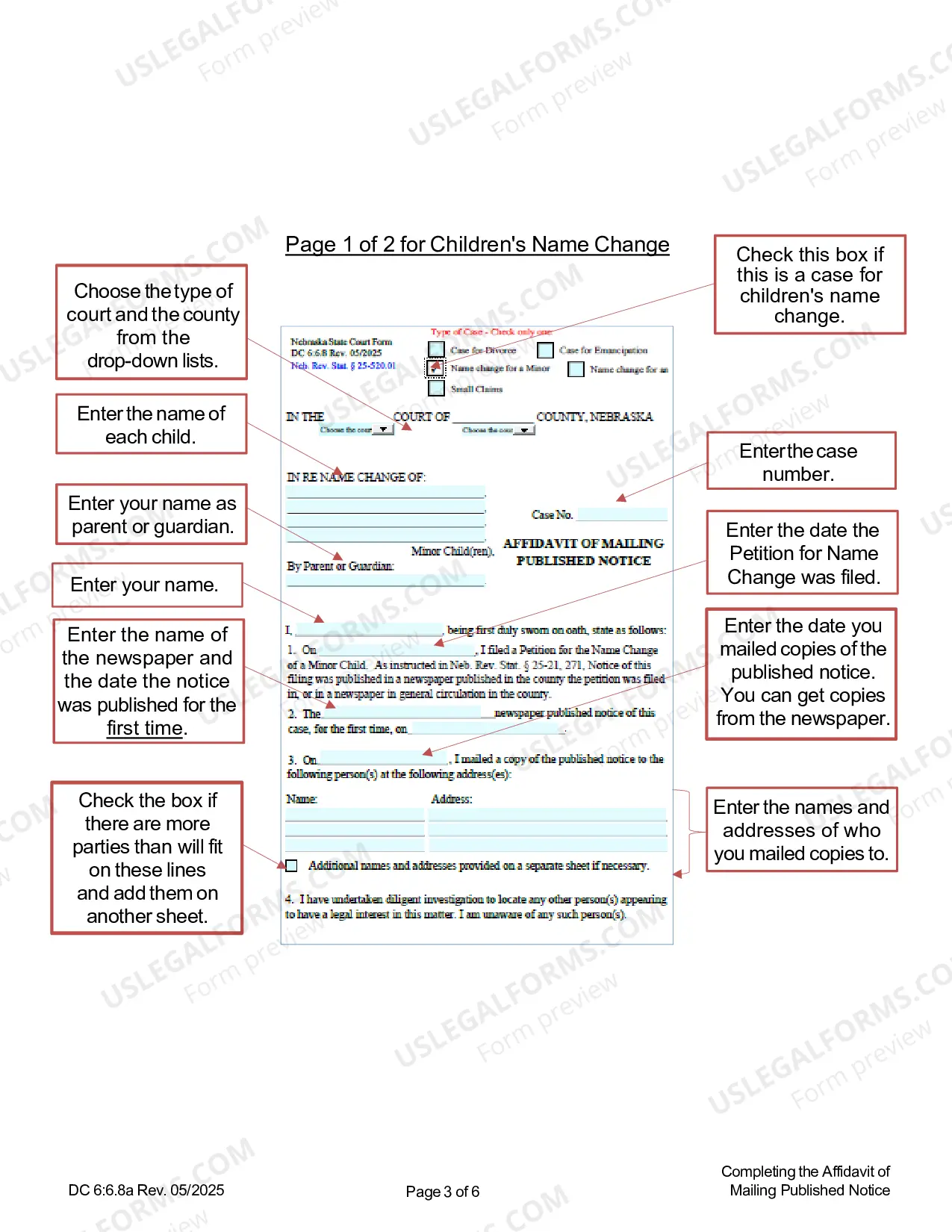 Preview Instructions on Completing the Affidavit of Mailing Published Notice