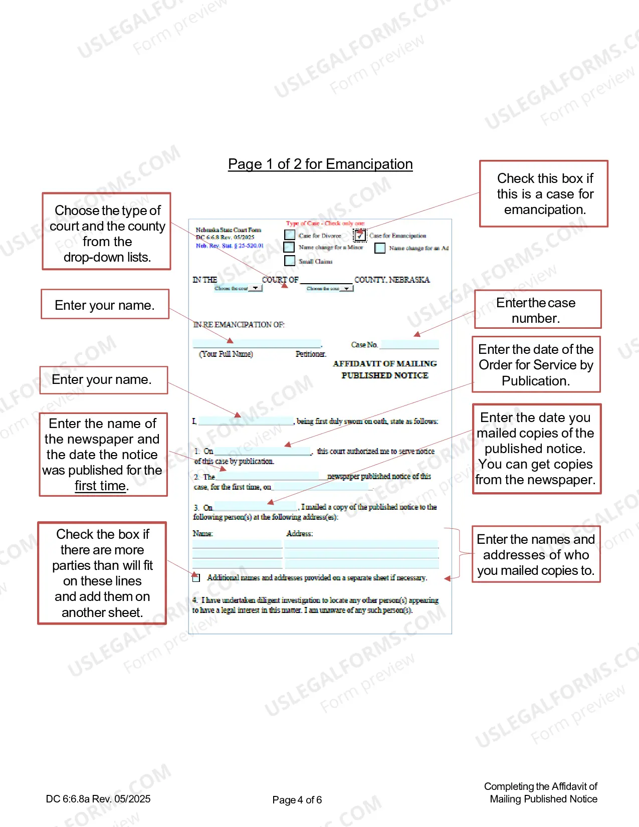 Preview Instructions on Completing the Affidavit of Mailing Published Notice