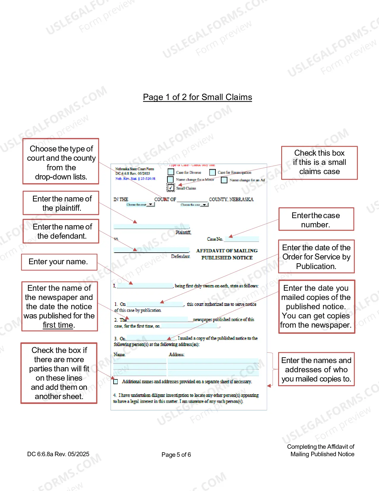 Preview Instructions on Completing the Affidavit of Mailing Published Notice