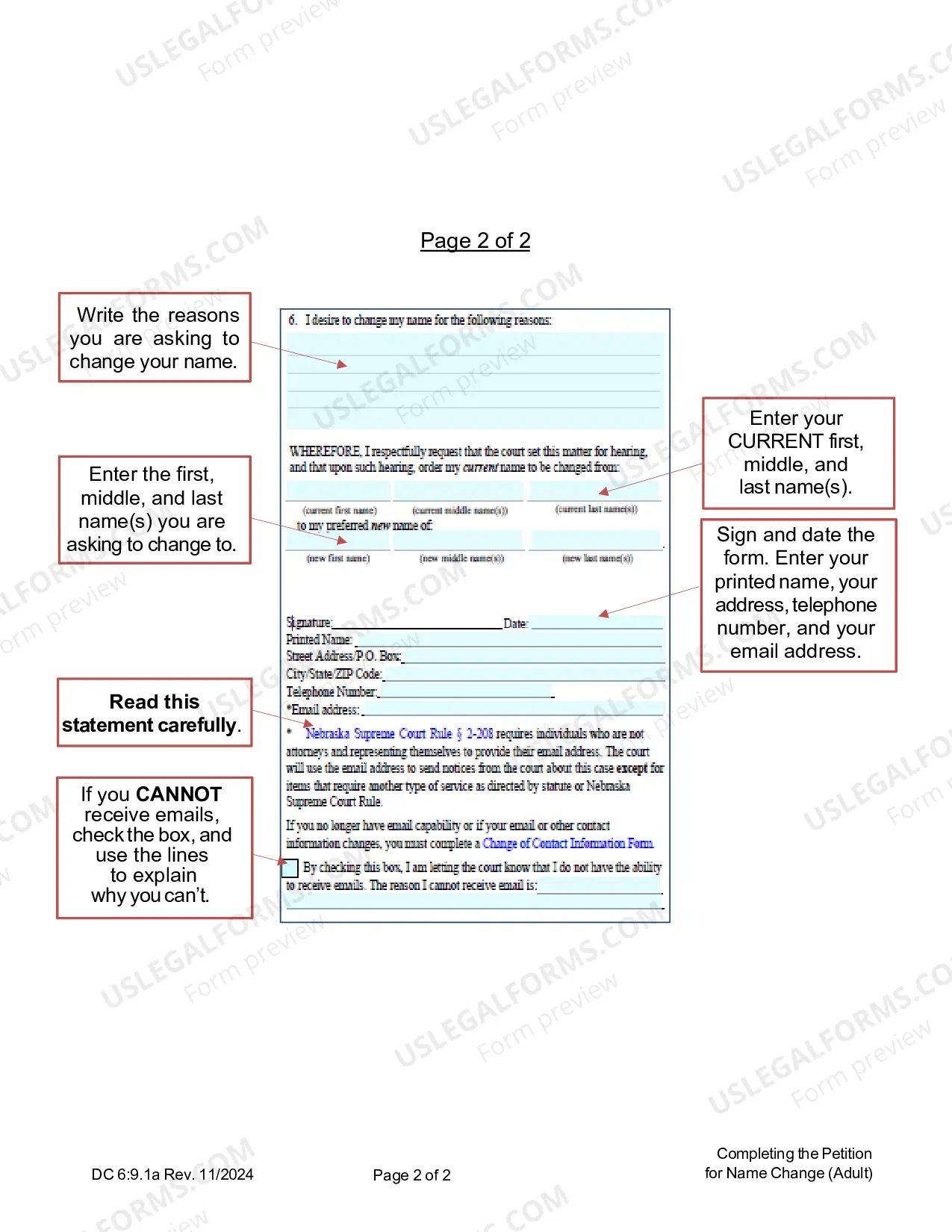 Preview Instructions on Completing the Petition for Name Change for an Adult