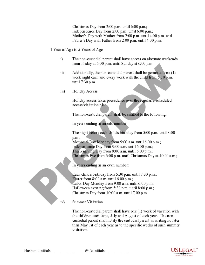 Preview Marital Domestic Separation and Property Settlement Agreement Minor Children no Joint Property or Debts where Divorce Action Filed
