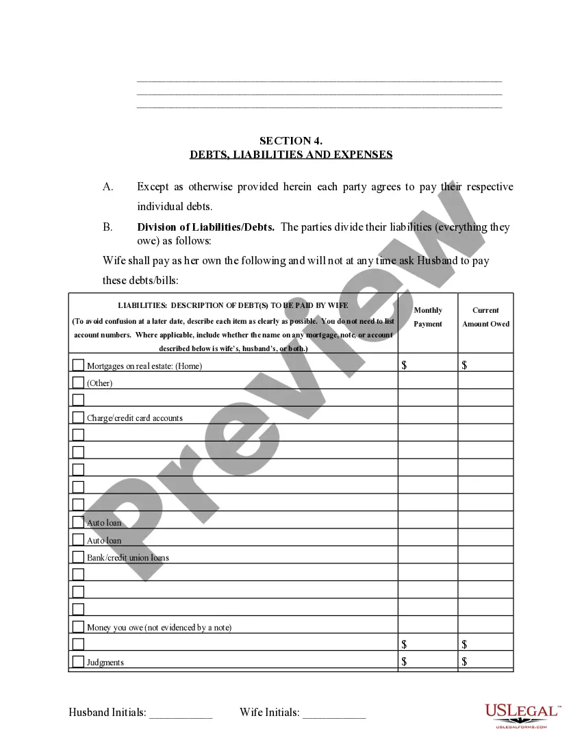 Preview Marital Domestic Separation and Property Settlement Agreement Minor Children Parties May have Joint Property or Debts effective Immediately