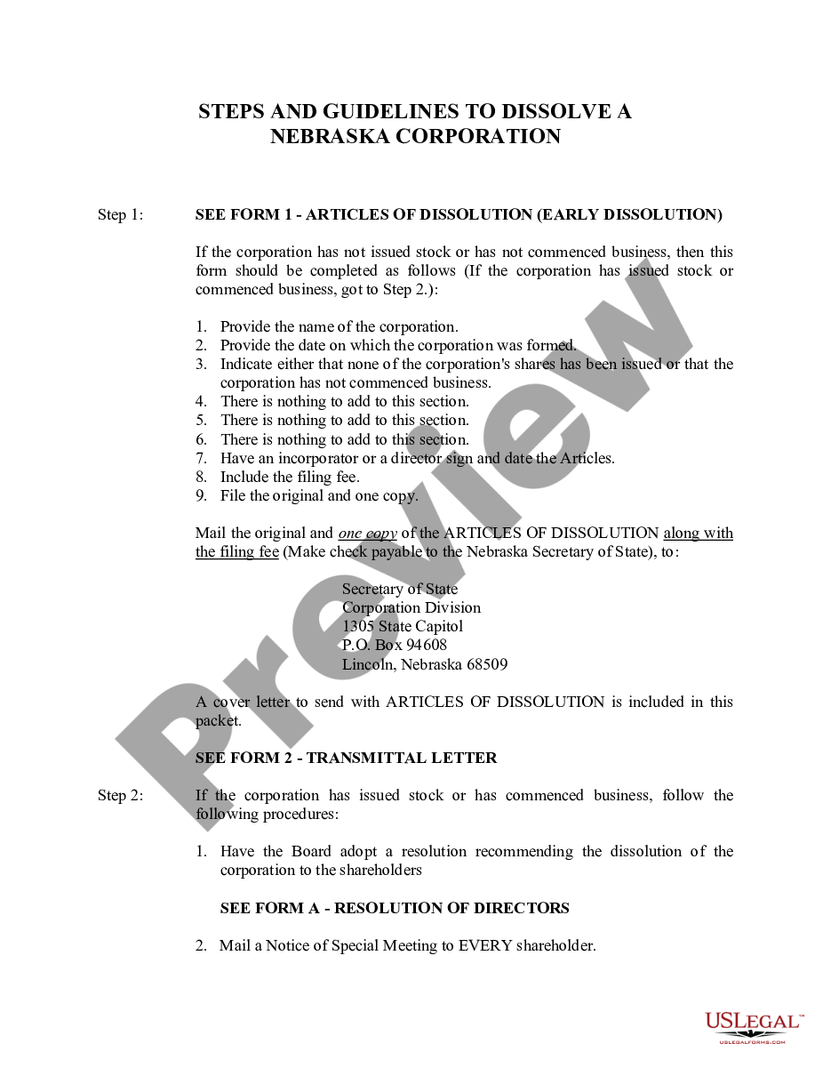 page 5 Nebraska Dissolution Package to Dissolve Corporation preview