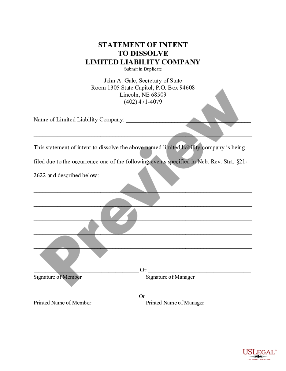 page 9 Nebraska Dissolution Package to Dissolve Limited Liability Company LLC preview