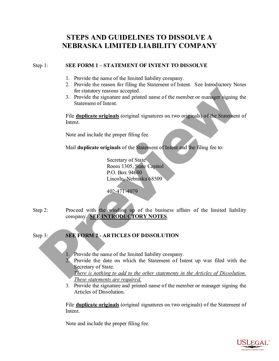 page 4 Nebraska Dissolution Package to Dissolve Limited Liability Company LLC preview