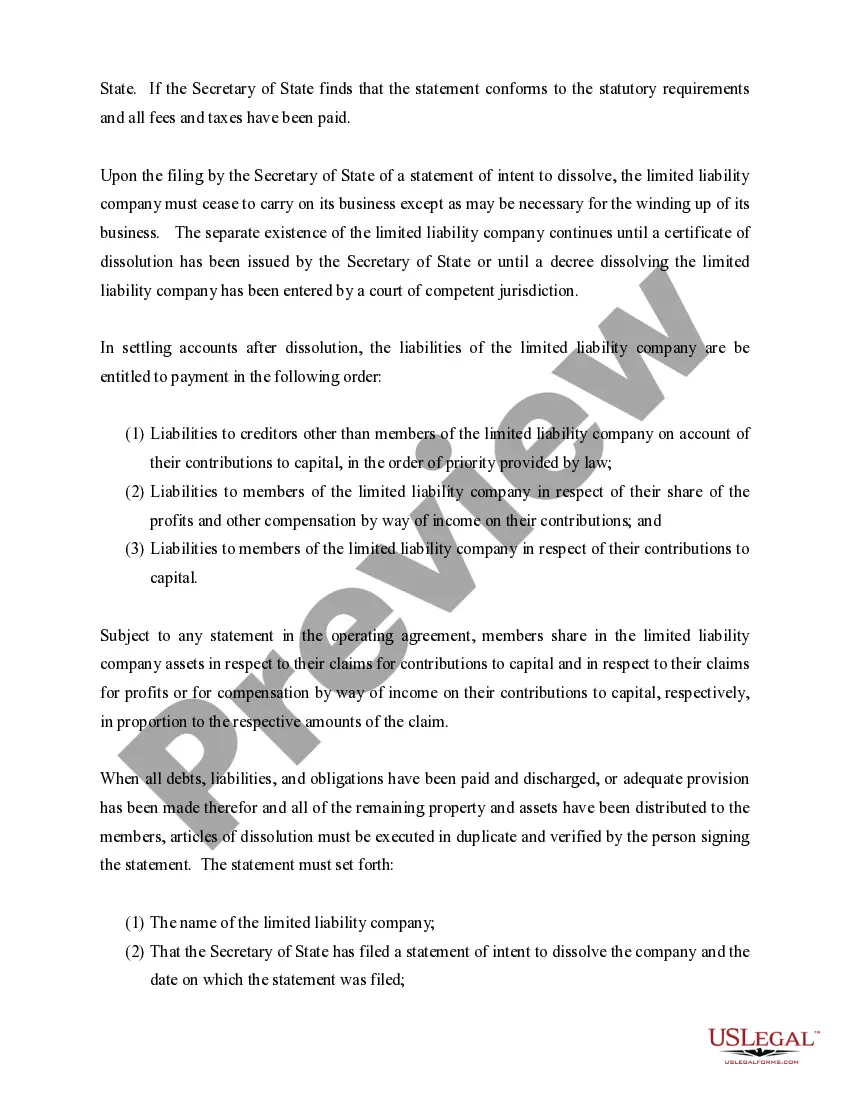 Get Nebraska Dissolution Package to Dissolve Limited Liability Company LLC Preview Nebraska Dissolution Package to Dissolve Limited Liability Company LLC