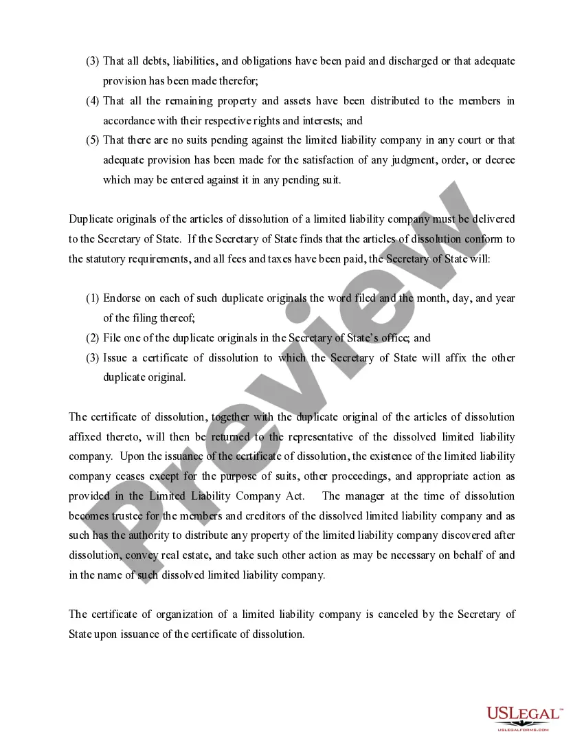 Get Nebraska Dissolution Package to Dissolve Limited Liability Company LLC Preview Nebraska Dissolution Package to Dissolve Limited Liability Company LLC