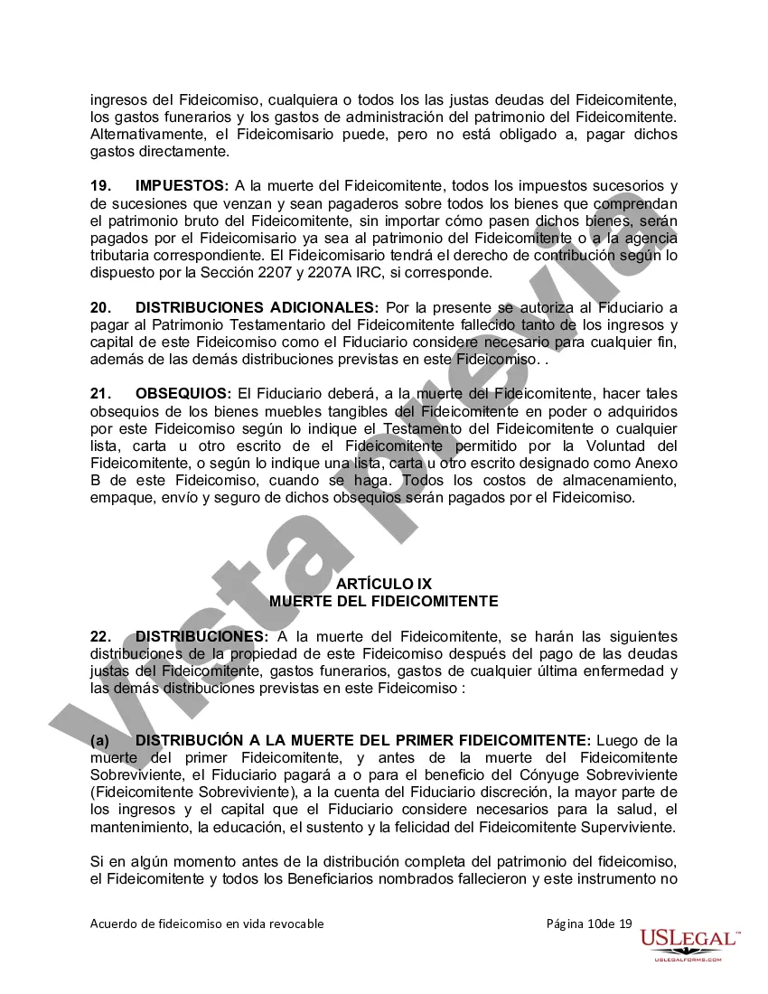 Preview Fideicomiso en vida para esposo y esposa sin hijos