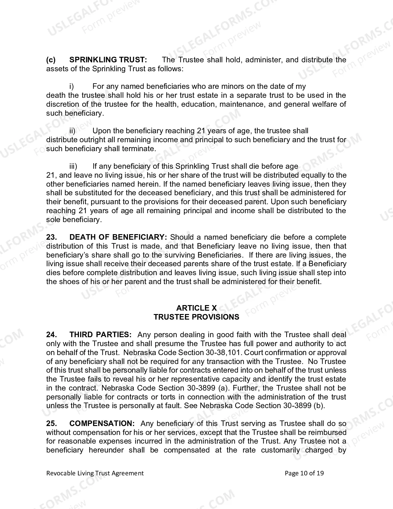 Preview Revocable Living Trust for Husband and Wife with No Children