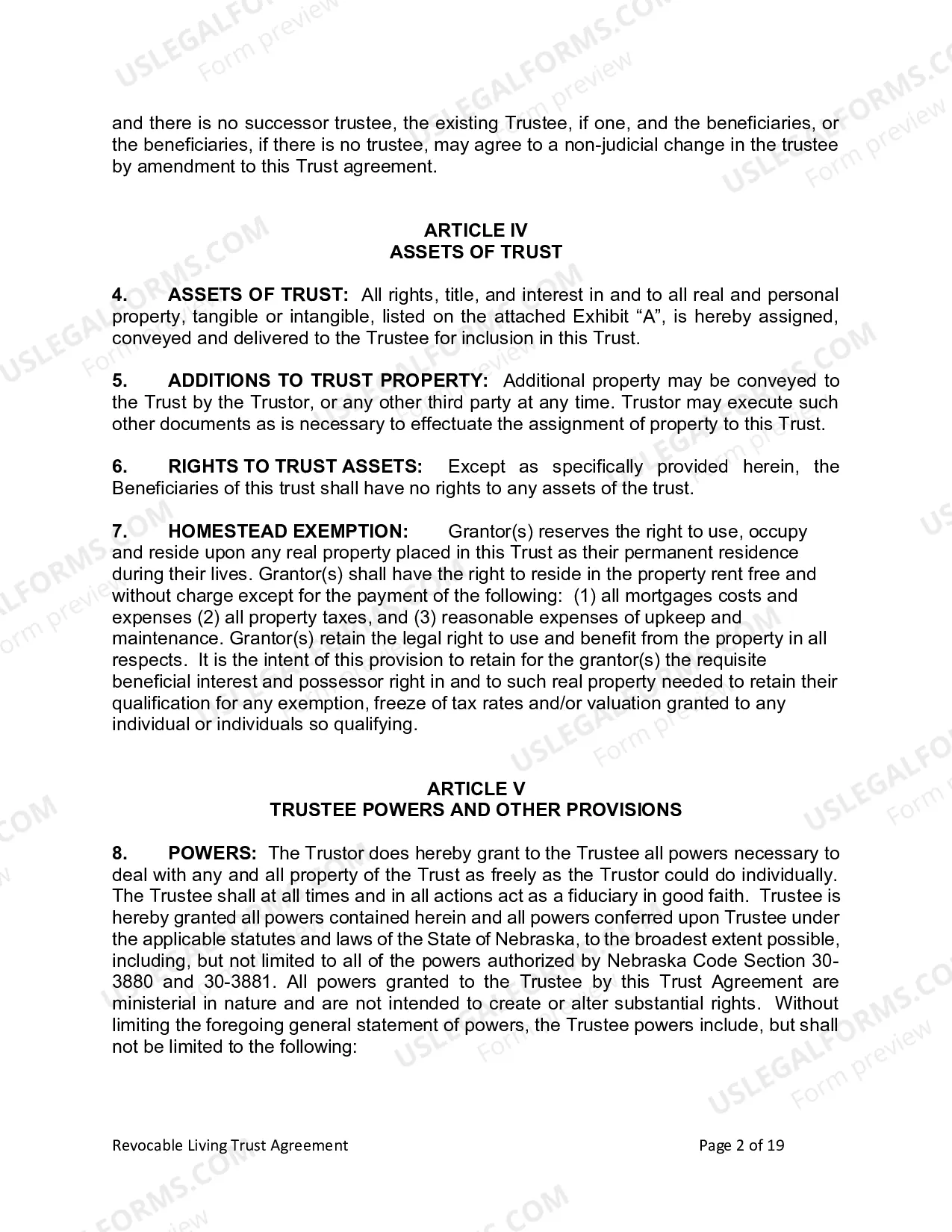 Preview Revocable Living Trust for Husband and Wife with No Children
