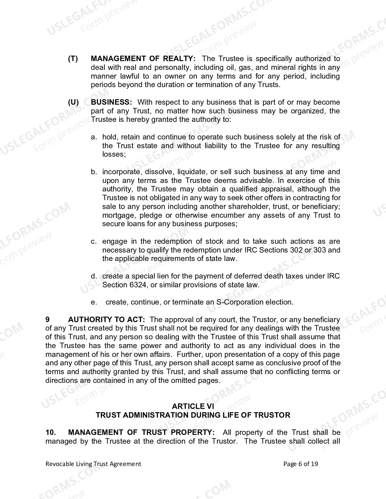 Preview Revocable Living Trust for Husband and Wife with No Children