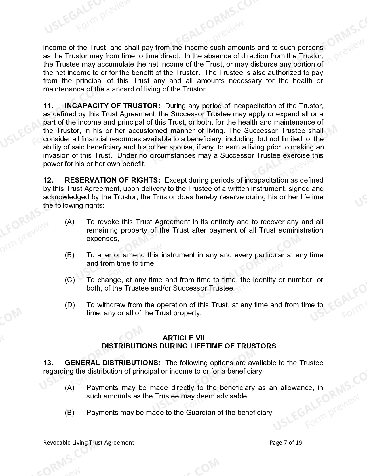 Preview Revocable Living Trust for Husband and Wife with No Children