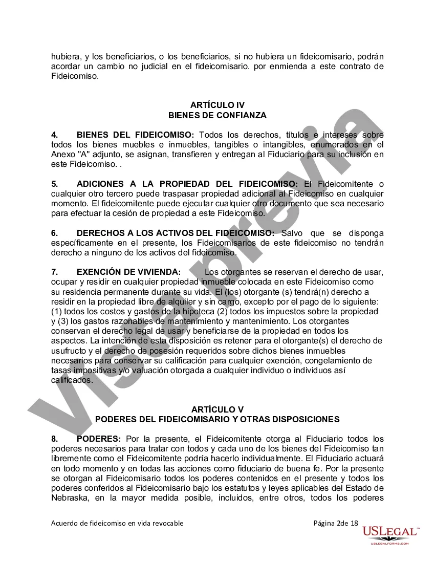 Preview Fideicomiso en Vida para Individuos Solteros, Divorciados o Viudos o Viudos sin Hijos