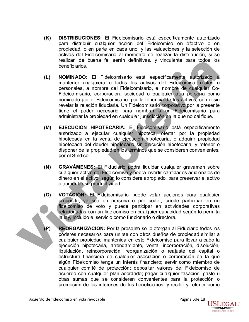 Preview Fideicomiso en Vida para Individuos Solteros, Divorciados o Viudos o Viudos sin Hijos