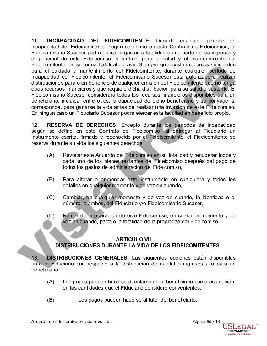 Preview Fideicomiso en Vida para Individuos Solteros, Divorciados o Viudos o Viudos sin Hijos