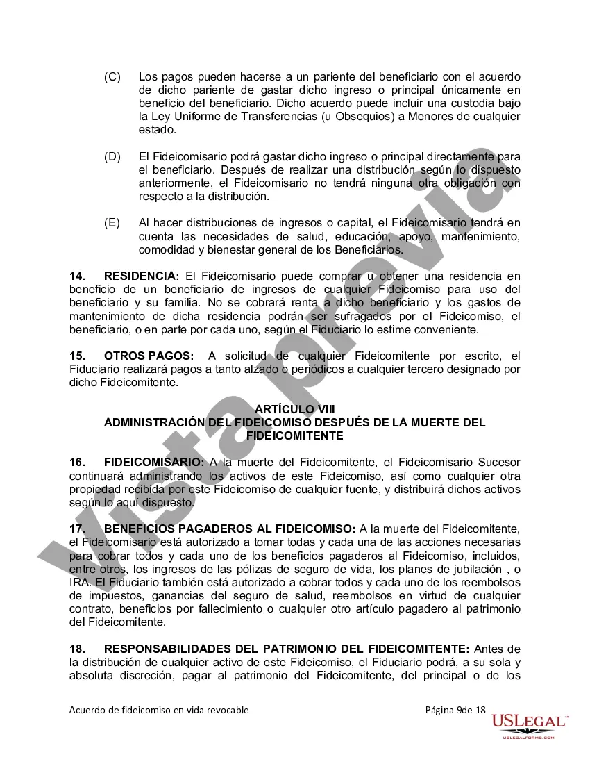 Preview Fideicomiso en Vida para Individuos Solteros, Divorciados o Viudos o Viudos sin Hijos