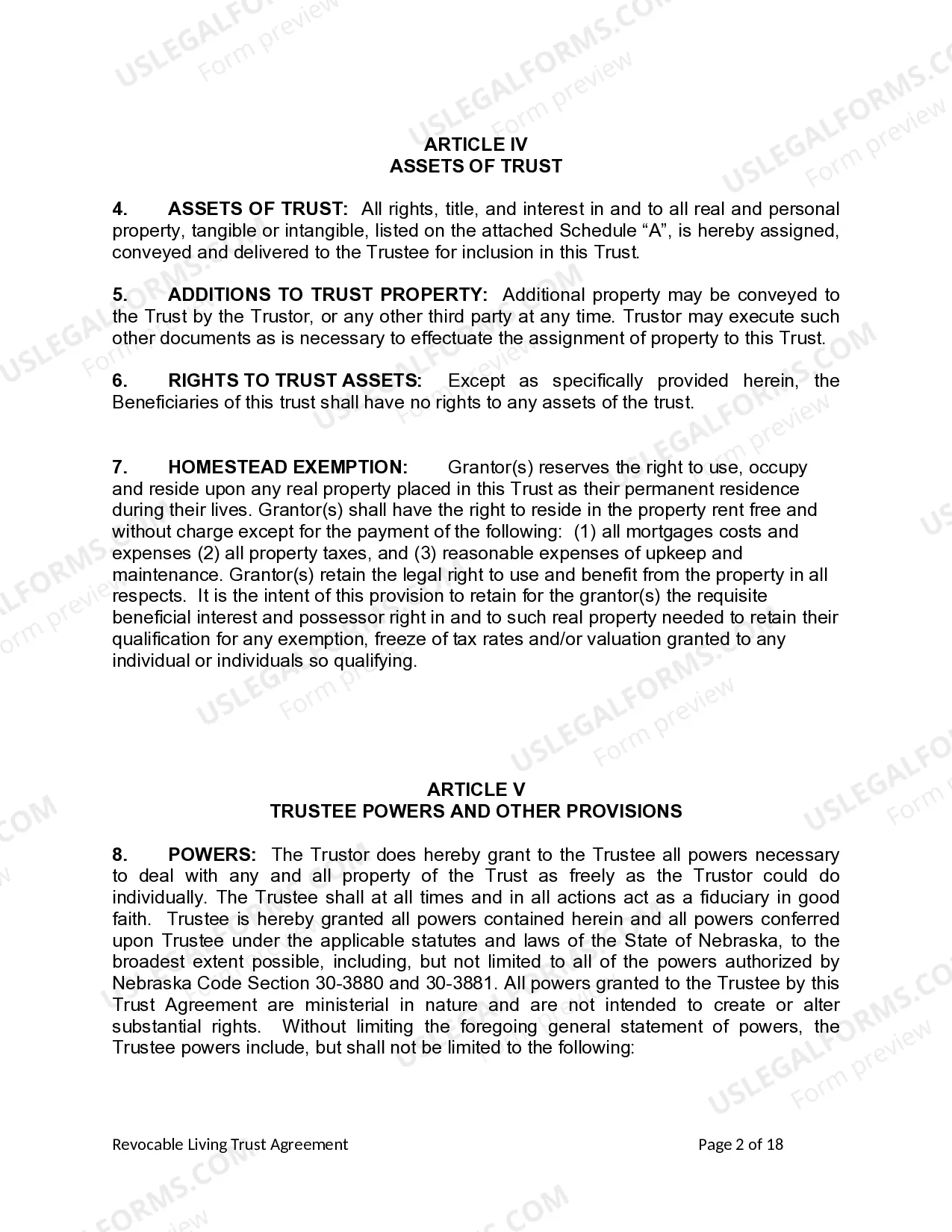 Preview Living Trust for Individual Who is Single, Divorced or Widow or Widower with No Children