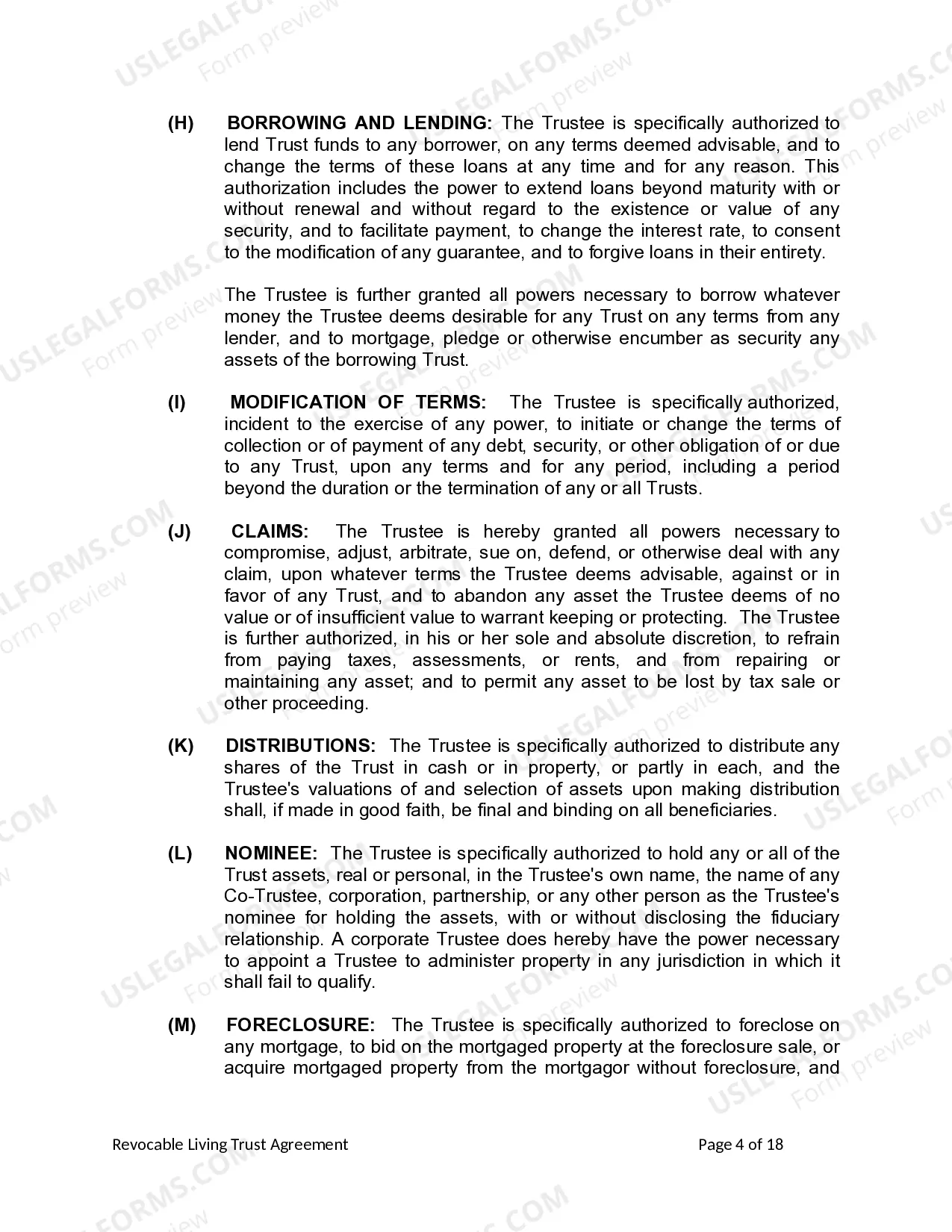 Preview Living Trust for Individual Who is Single, Divorced or Widow or Widower with No Children