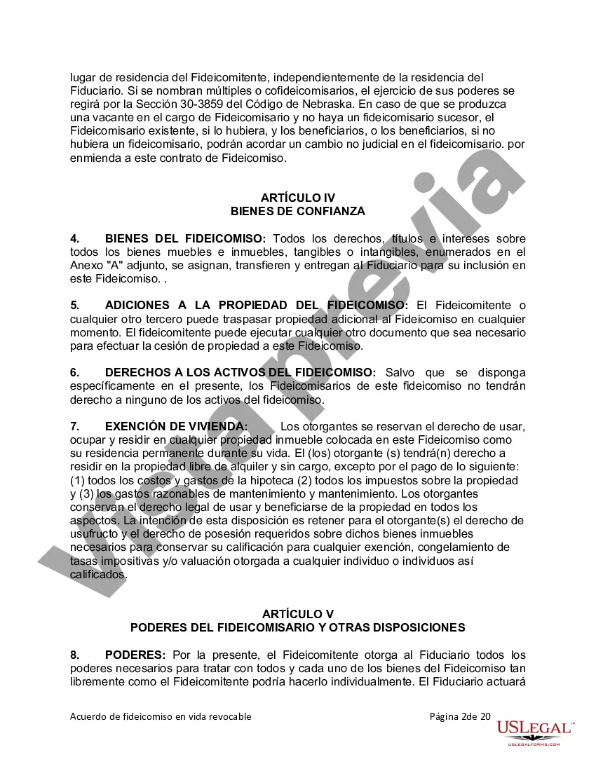 Preview Fideicomiso en Vida para Individuos Solteros, Divorciados o Viudos o Viudos con Hijos