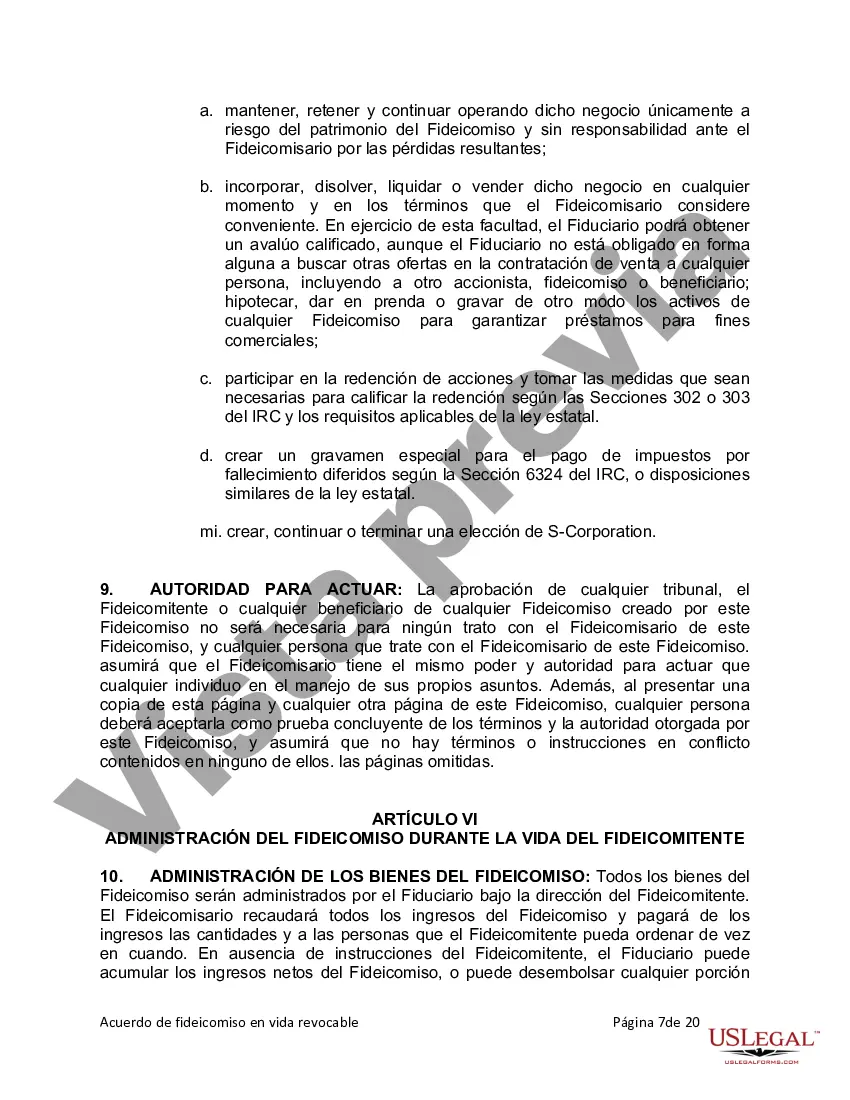 Preview Fideicomiso en Vida para Individuos Solteros, Divorciados o Viudos o Viudos con Hijos
