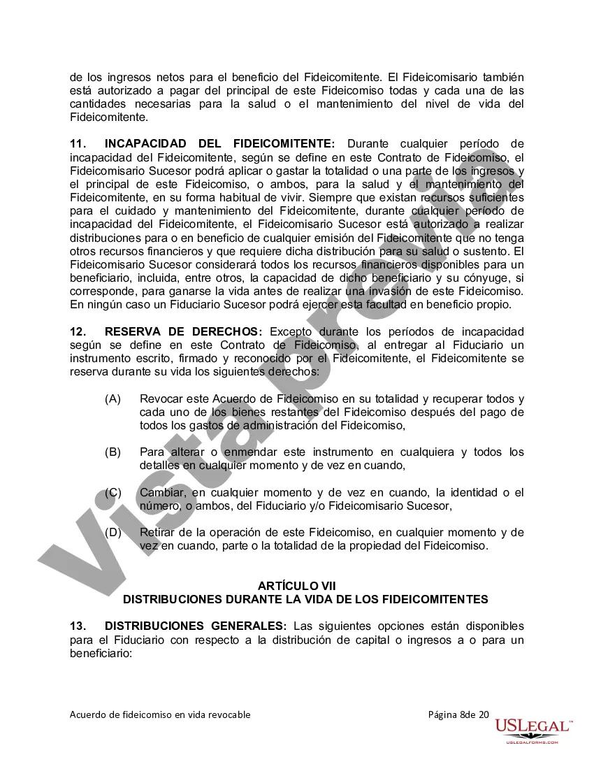 Preview Fideicomiso en Vida para Individuos Solteros, Divorciados o Viudos o Viudos con Hijos