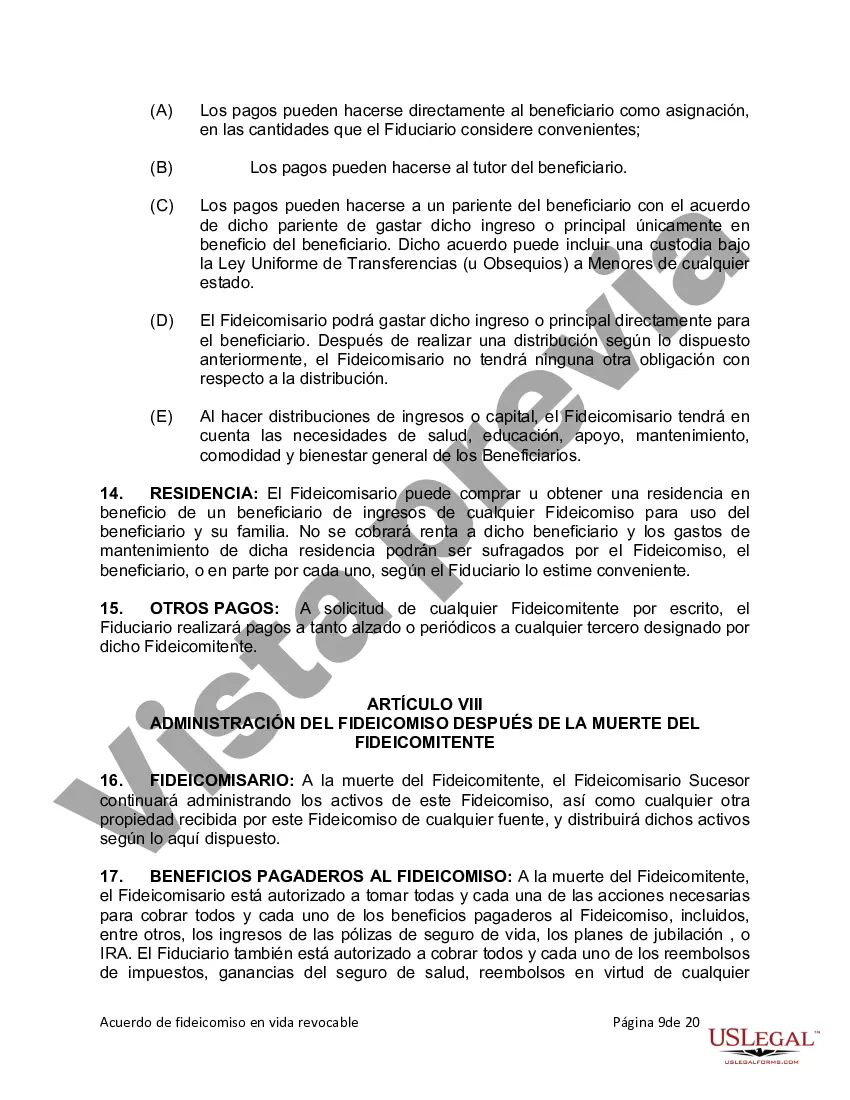 Preview Fideicomiso en Vida para Individuos Solteros, Divorciados o Viudos o Viudos con Hijos